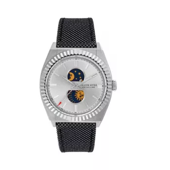 JASON HYDE reloj de hombre JH41000 40 mm cuarzo analógico acero inoxidable piel negra