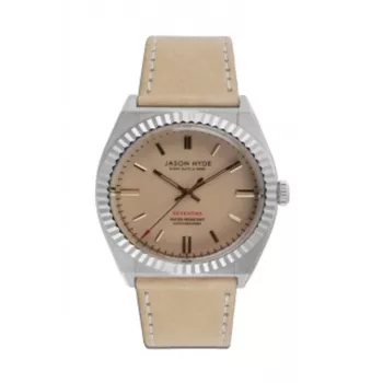 JASON HYDE Reloj unisex JH10010 40mm Acero inoxidable Cuarzo Analógico Esfera negra Correa de piel ecológica