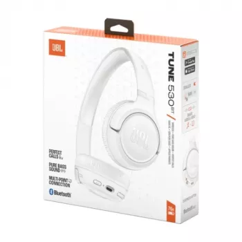 JBL Tune 530BT auriculares inalámbricos on-ear con Pure Bass, Bluetooth 5.3, batería de 57 horas, diseño plegable – blanco