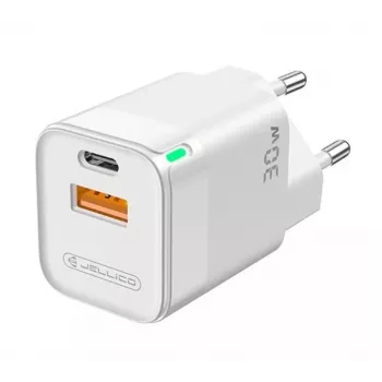 Jellico C44 Mini PD 30W QC 3.0 Cargador Rápido Inteligente Adaptativo con 1x USB-C (5-20V) / USB 3A Blanco