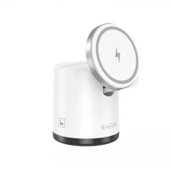 Cargador inalámbrico 4en1 Jellico W22 MagSafe 15W iPhone + 3W Apple Watch + AirPods + lámpara LED blanco