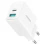 Joyroom Cargador 20W de doble puerto (USB-A + USB-C) enchufe EU blanco