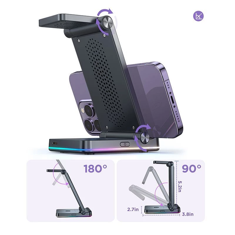 Soporte de carga inalámbrica 3 en 1 Joyroom para iPhone, Apple Watch, AirPods - carga rápida de 15W, negro (JR-WQN01)