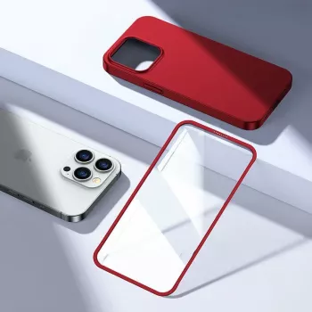 Funda 360 Full Case frontal y trasera Joyroom para iPhone 13 Pro Max + protector de cristal templado rojo (JR-BP928 rojo)