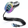 Cargador de coche rápido 4en1 Joyroom PD QC3.0 AFC FCP con cable Lightning 1,6m 57W negro