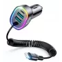 Cargador de coche rápido 4en1 Joyroom PD QC3.0 AFC FCP con cable Lightning 1,6m 57W negro
