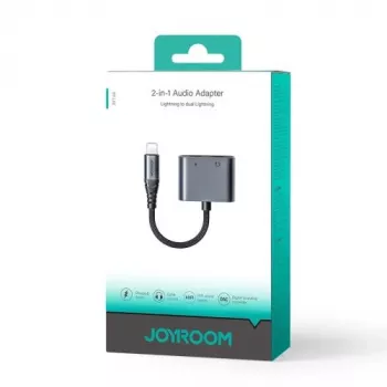 Joyroom adaptador DAC 2 en 1 Lightning a Lightning/Lightning, 60W, 0,12m, negro (JR-SY-L02)