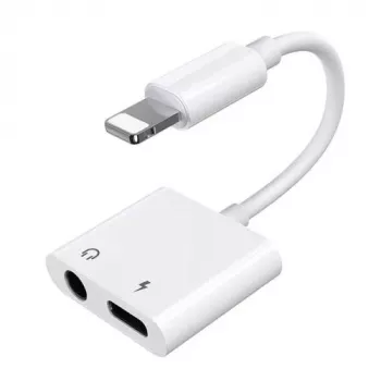Adaptador Joyroom Lightning a Lightning/mini-jack de 3,5 mm, 0,12 m, blanco (S-Y104)