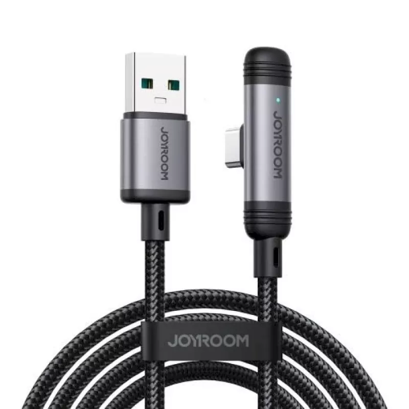 Cable USB-A a USB-C en ángulo de 90° Joyroom EnjoyX Series A56, 3A, 480 Mbps, 1,2 m, negro (S-A56)