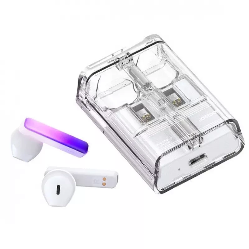 Joyroom IceLens Series auriculares True Wireless con luces LED, Bluetooth 5.3, blanco (JR-TC1-WHT)