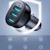 Joyroom JR-CCD03 Cargador de coche con pantalla digital, 3x USB-A, 17W, 3,4A, negro