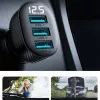 Joyroom JR-CCD03 Cargador de coche con pantalla digital, 3x USB-A, 17W, 3,4A, negro