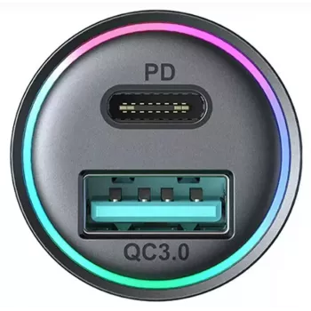 Cargador de coche mini JOYROOM JR-CCN04 60W USB-C PD 3.0 y USB-A QC 3.0, negro