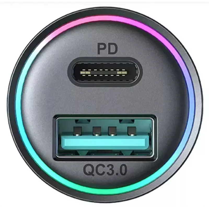 Cargador de coche mini JOYROOM JR-CCN04 60W USB-C PD 3.0 y USB-A QC 3.0, negro