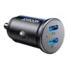 Joyroom JR-CCN06 Mini cargador de coche 30W 2x USB-C metal negro