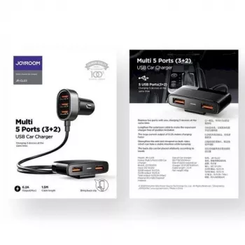 Cargador de coche 5 en 1 Joyroom JR-CL03, 31W, 5 puertos USB-A, negro