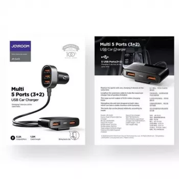 Cargador de coche 5 en 1 Joyroom JR-CL03, 31W, 5 puertos USB-A, negro