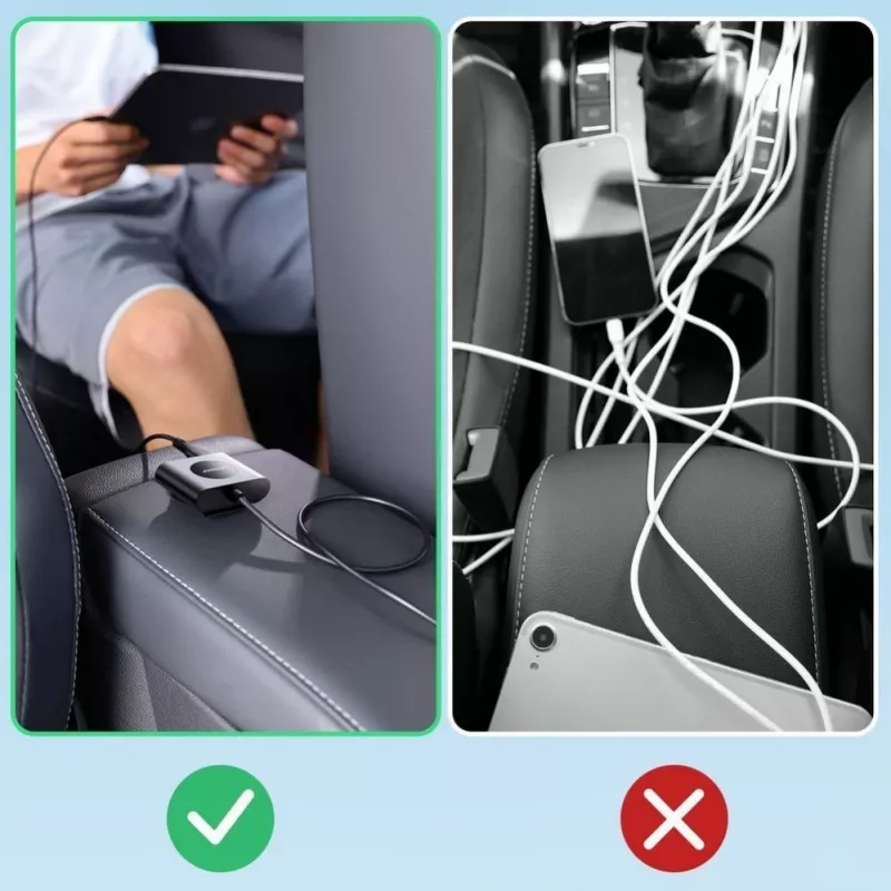 Cargador de coche Joyroom JR-CL05 72W de 5 puertos con 2xPD y 2xQC3.0, cable de 1,5m, negro