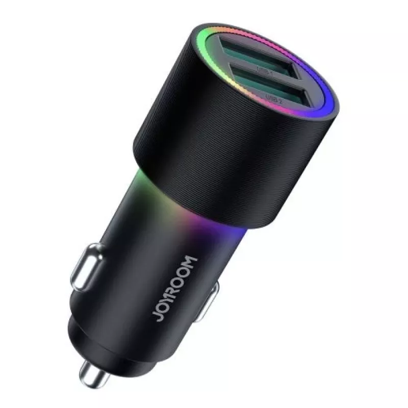 JOYROOM JR-CL10 Cargador de coche 2x USB 24W retroiluminación LED Negro