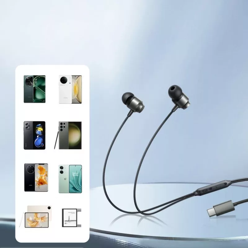 Joyroom JR-EC06 Auriculares intraauriculares con cable, mando y micrófono, USB-C, gris