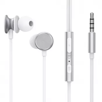 Joyroom Wired Series Auriculares In-Ear JR-EW03 con Mando y Micrófono, Jack 3,5 mm, Plata