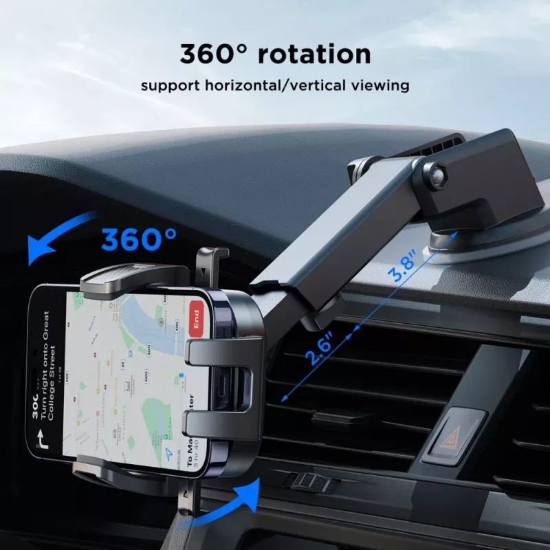 Soporte de móvil para coche Joyroom JR-OK6 - ventosa para salpicadero y parabrisas - universal para smartphones de 4,7-7,2 pulgadas - giro 360° - negro