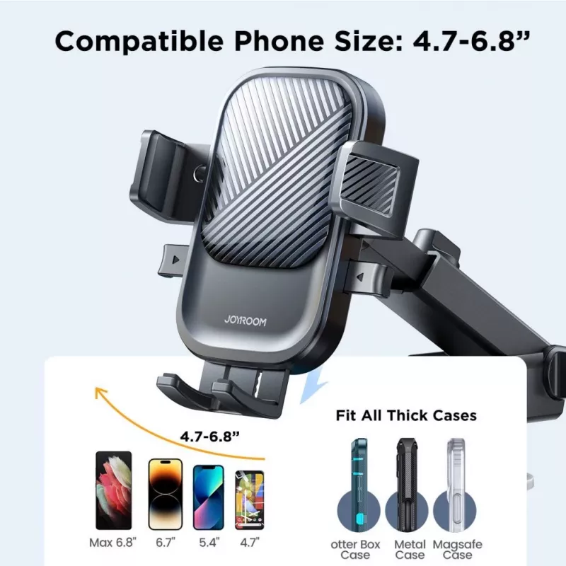 Soporte de móvil para coche Joyroom JR-OK6 - ventosa para salpicadero y parabrisas - universal para smartphones de 4,7-7,2 pulgadas - giro 360° - negro