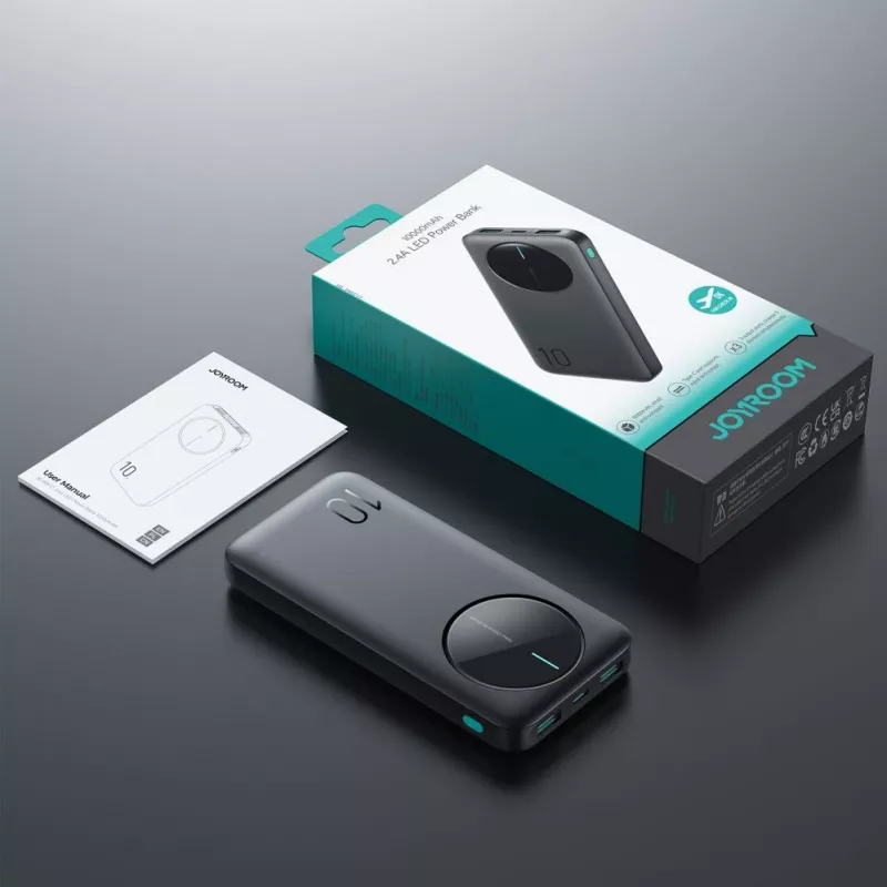 Joyroom JR-PBF12 Batería externa 10000mAh 2.4A 2x USB-A 1x USB-C Negra