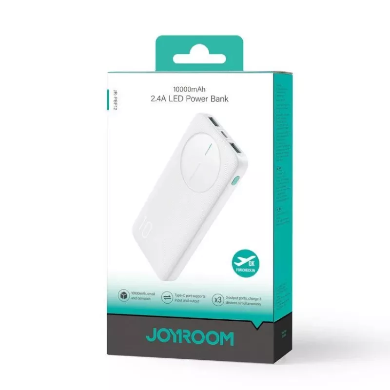 Joyroom JR-PBF12 Power Bank 10000mAh 2.4A Dual USB-A USB-C blanco