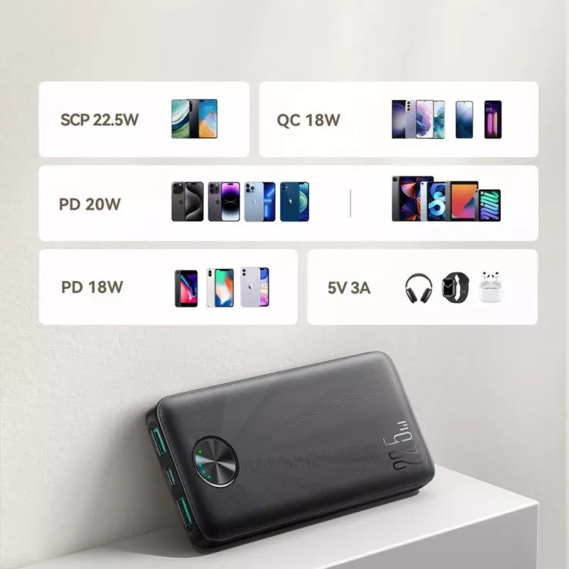 Joyroom JR-PBF15 Batería externa 10000mAh USB-C USB-A 22.5W negra