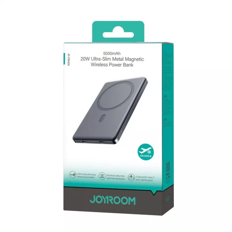 Joyroom JR-PBM08 5000mAh 20W banco de energía inalámbrico magnético ultrafino - gris