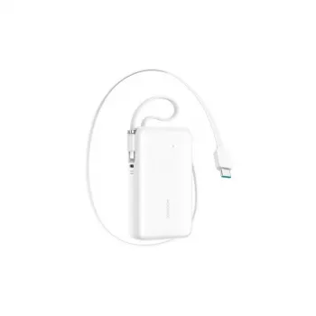 Joyroom JR-PR2L Batería externa 10000 mAh 35W con cable USB-C y Lightning retráctil integrado (0,7 m) blanco