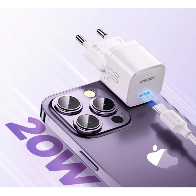 JOYROOM JR-TCF02 Cargador de pared USB-C PD 20W con cable USB-C - blanco