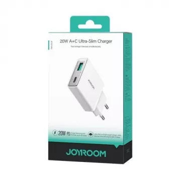JOYROOM JR-TCF14-WHT cargador de pared USB dual 20W PD 3.0 y QC 3.0 - blanco