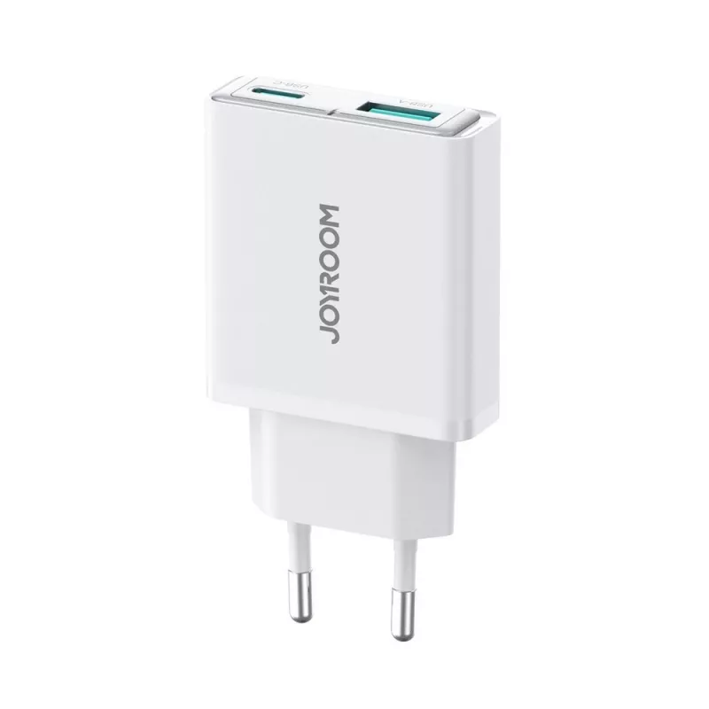 JOYROOM JR-TCF14-WHT cargador de pared USB dual 20W PD 3.0 y QC 3.0 - blanco