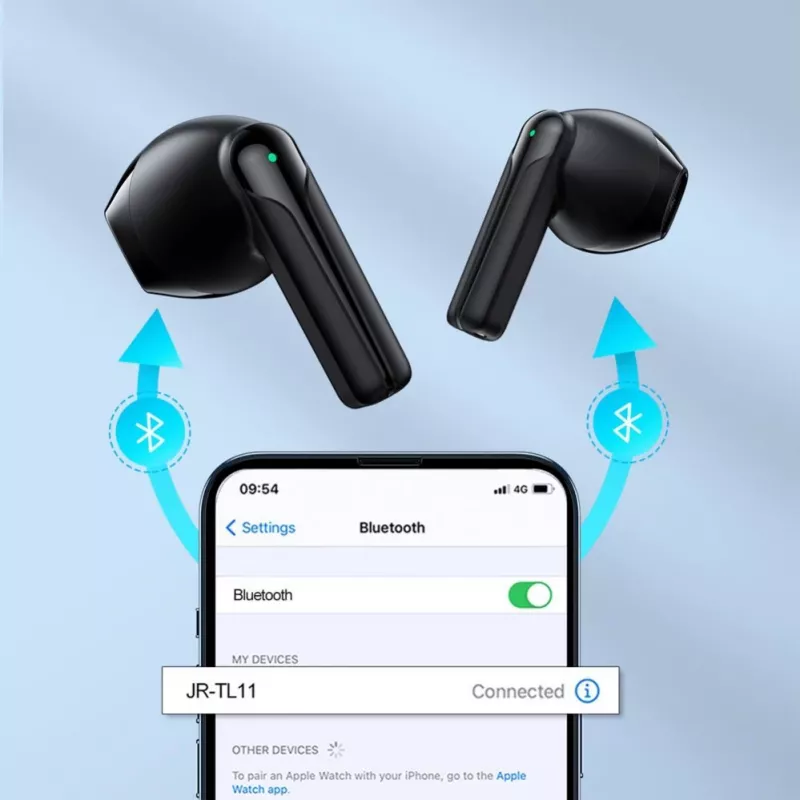JOYROOM JR-TL11 Auriculares True Wireless con ENC, protección al agua IPX4, Bluetooth 5.3, control táctil, Negro