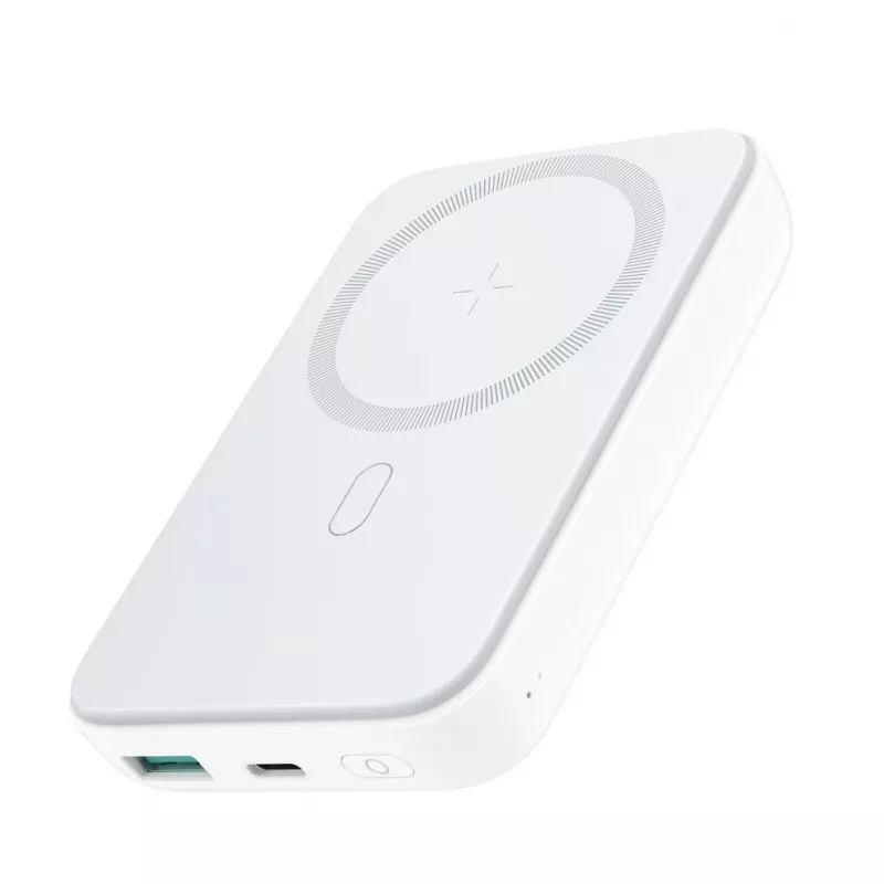 Batería externa inalámbrica magnética Joyroom JR-W020 20W Mini 10000mAh blanca con cable USB a Type-C 0,25m