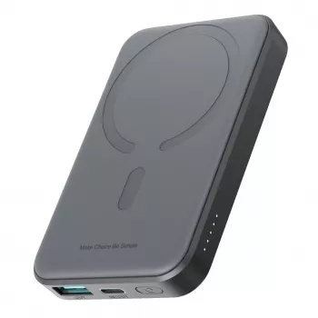 JOYROOM JR-W020 Batería Portátil Mini 5000mAh 20W USB-A USB-C Carga Inalámbrica - Negra + Cable USB-C
