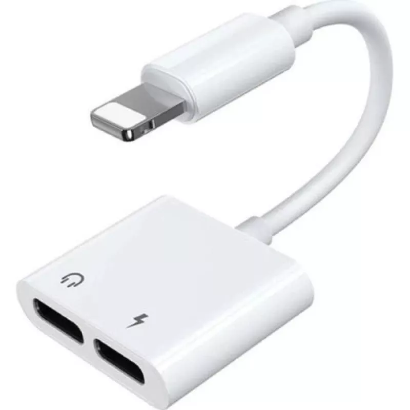 Adaptador divisor de audio y carga Joyroom Lightning a 2x Lightning blanco (S-Y104)