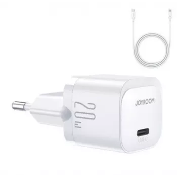 Joyroom Cargador mini USB-C 20W PD con cable USB-C a Lightning - Blanco JR-TCF02