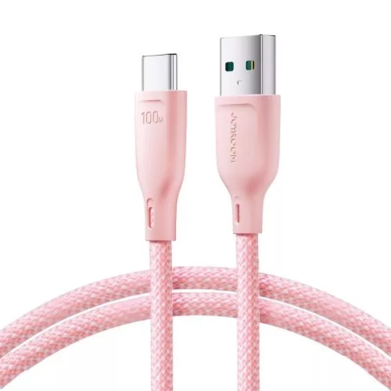 Joyroom cable de carga rápida y datos serie Multi-Color USB-A a USB-C, 100W, 1m, rosa (S-A34)
