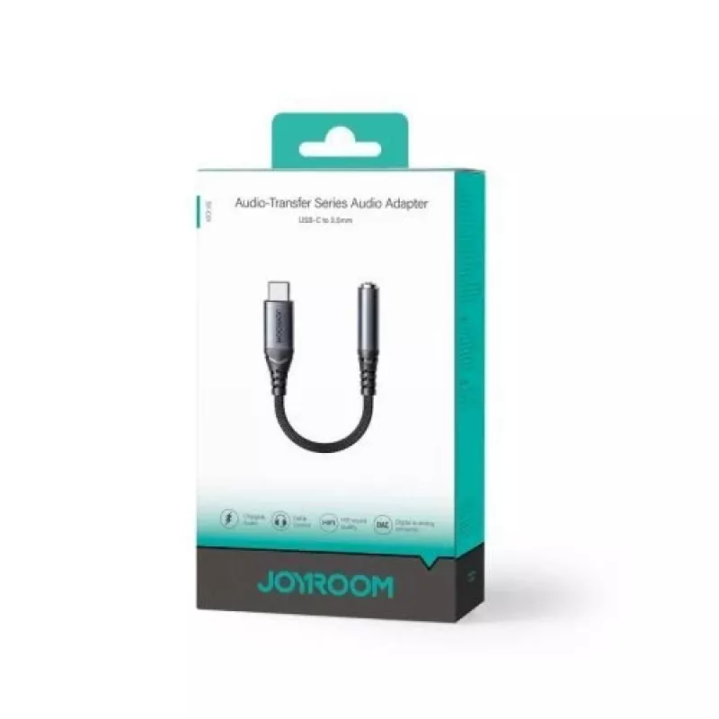 Joyroom SY-C01 Adaptador de audio USB-C a 3,5 mm con carga PD de 60 W, 0,14 m, Negro