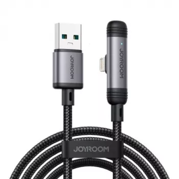 Joyroom Cable USB-A a Lightning EnjoyX Series 90 grados A56, 3A, 480Mbps, 1,2m, negro (S-A56)