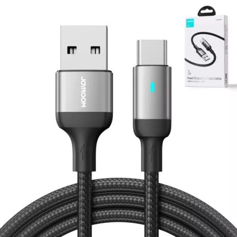 JOYROOM cable de datos USB-A a USB-C, 3A, 1,2m, negro (S-UC027A10)