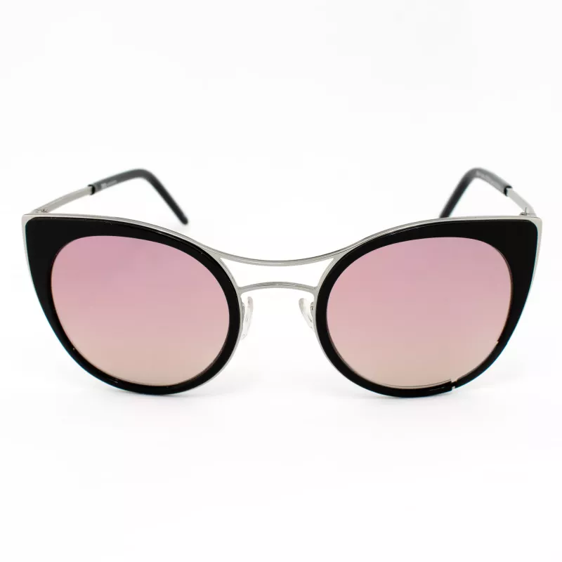 JPLUS Gafas de sol mujer JP3038-01 - montura de acetato negra, lentes de policarbonato grises, protección UV400, 51/25/145 mm