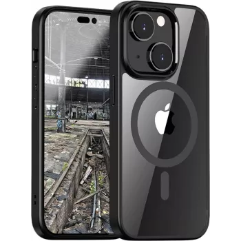 JT Berlin BackCase Pankow Funda híbrida MagSafe para Apple iPhone 13 - Negro/Transparente 10923