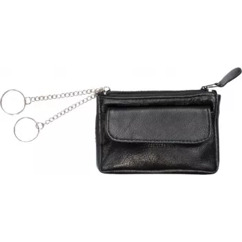 JÜSCHA Alassio Funda para llaves, piel napa, negra, bolsillo frontal, 2 llaveros - 1 unidad (43119)