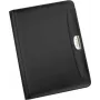 JÜSCHA Alassio MARES I carpeta de escritura DIN A4 con calculadora, bloc de notas, compartimentos para tarjetas, lazo para bolígrafo, imitación de piel FINEtouch, negra 96086-1