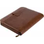 JÜSCHA Alassio VITERBO carpeta de documentos con cremallera, piel sintética, marrón, A4, 2 trabillas para bolígrafos, 4 compartimentos para tarjetas, 2 compartimentos para documentos, compartimento para calculadora, compartimento para bloc de notas, resistente a salpicaduras (30053)