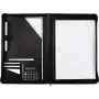 JÜSCHA Alassio carpeta de documentos con cremallera A4 piel sintética negra con archivador de 4 anillas y calculadora 30056